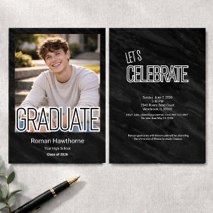 Invitation Typographie moderne noir et blanc Photo remise des