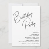Invitation Typographie moderne noire et blanche Simple Annive (Devant)