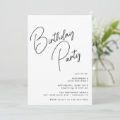 Invitation Typographie moderne noire et blanche Simple Annive (Debout devant)