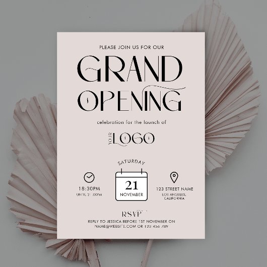 Invitation Typographie moderne Nouveau Business Grand Ouvertu