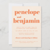 Invitation Typographie moderne Orange Retro Mariage tout en u (Devant)