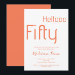 Invitation Typographie moderne Peach 50th Birthday<br><div class="desc">Élégante Typographie Peach white Modern Stylsih tendance 50th Birthday Invitation. Célébrez votre 50e anniversaire avec style.</div>