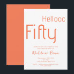 Invitation Typographie moderne Peach 50th Birthday<br><div class="desc">Élégante Typographie Peach white Modern Stylsih tendance 50th Birthday Invitation. Célébrez votre 50e anniversaire avec style.</div>