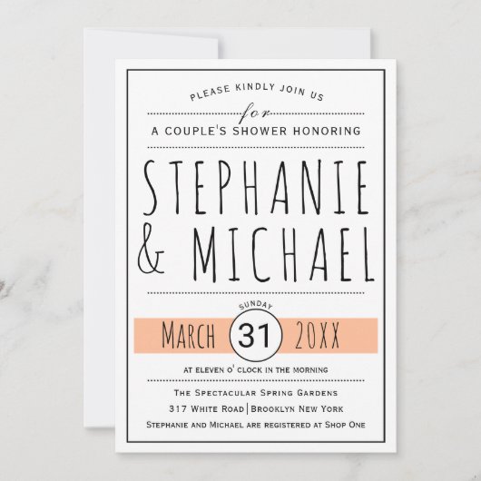 Invitation Typographie moderne pêche mariage douche couple (Devant)