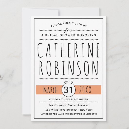 Invitation Typographie moderne pêche mariage douche nuptiale (Devant)