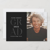 Invitation Typographie moderne photo graduation parties scint (Devant)