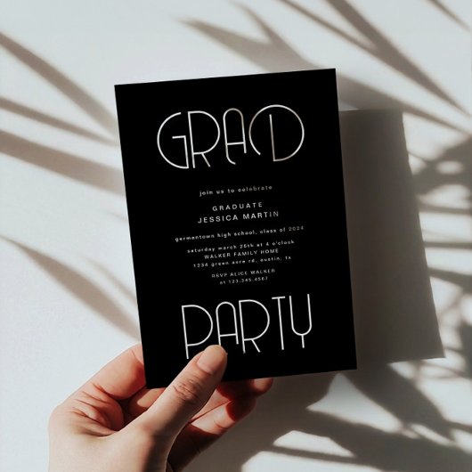Invitation Typographie moderne Photo Graduation Party Invitat