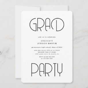 Invitation Typographie moderne Photo Graduation Party Invitat