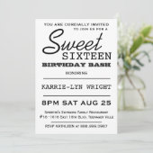 Invitation Typographie moderne Poster Style Sweet 16 Party (Debout devant)