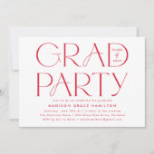 Invitation Typographie moderne Red Graduation Party (Devant)