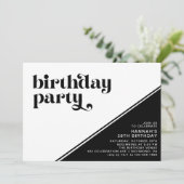 Invitation Typographie moderne rétro | Anniversaire noir et b (Debout devant)