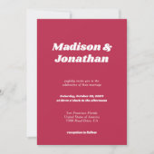 Invitation Typographie moderne Retro Bold Magenta Mariage (Devant)