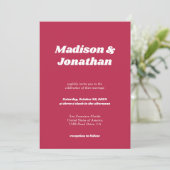 Invitation Typographie moderne Retro Bold Magenta Mariage (Debout devant)