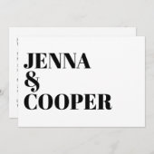Invitation Typographie moderne Retro Bold Mariage noir et bla (Devant / Derrière)