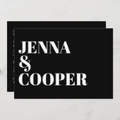 Invitation Typographie moderne Retro Bold Mariage noir et bla (Devant / Derrière)