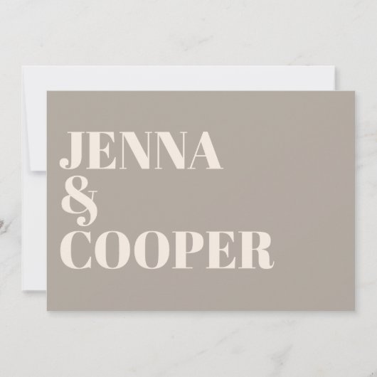 Invitation Typographie moderne Retro Bold Taupe et Mariage de (Devant)