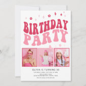 Invitation Typographie moderne rétro Pink Photo 30e anniversa (Devant)