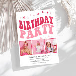 Invitation Typographie moderne rétro Pink Photo 30e anniversa<br><div class="desc">Typographie rétro moderne Pink Photo 30e anniversaire Invitation</div>