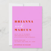 Invitation Typographie moderne rose et rouge gras Mariage de  (Devant)