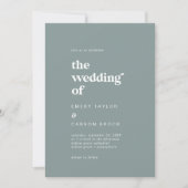 Invitation Typographie moderne | Sage Green Le Mariage de (Devant)