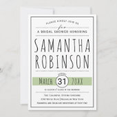 Invitation Typographie moderne sauge vert mariage douche nupt (Devant)