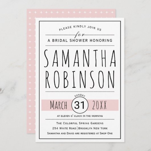 Invitation Typographie moderne sauge vert mariage douche nupt (Devant / Derrière)