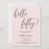 Invitation Typographie moderne Script Blush Pink 50e annivers (Devant)