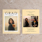 Invitation Typographie moderne Script Cream Photo Graduation