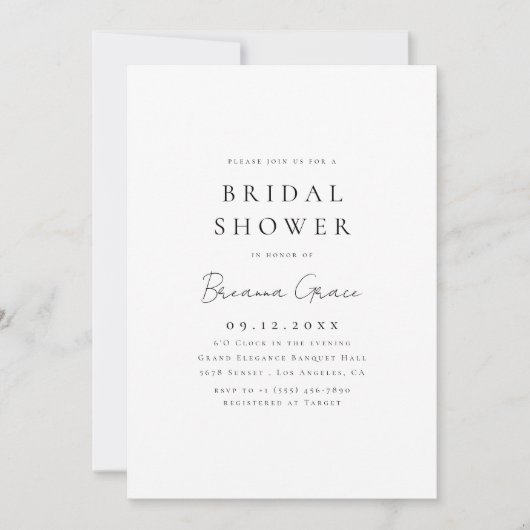 Invitation Typographie moderne Script noir blanc Fête des mar (Devant)