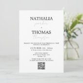 Invitation Typographie moderne Script Photo Code QR Mariage (Debout devant)