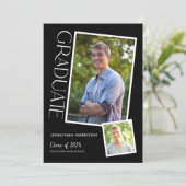 Invitation Typographie moderne simple 2 Photo Graduation Part (Debout devant)