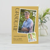 Invitation Typographie moderne simple 2 Photo Graduation Part (Debout devant)