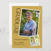 Invitation Typographie moderne simple 2 Photo Graduation Part (Devant / Derrière)