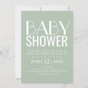 Invitation Typographie Moderne Simple Fête de Bébé de Plant d