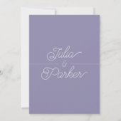 Invitation Typographie moderne Simple Lavender Mariage fronti (Dos)