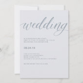 Invitation Typographie moderne simple | Mariage bleu Dusty (Devant)