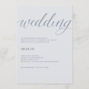 Invitation Typographie moderne simple   Mariage bleu Dusty