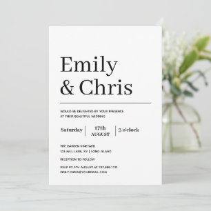 Invitation Typographie moderne Simple minimaliste Mariage