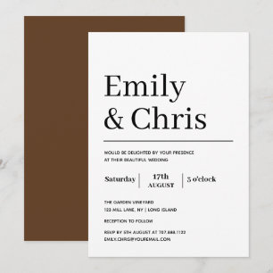 Invitation Typographie moderne Simple minimaliste Mariage