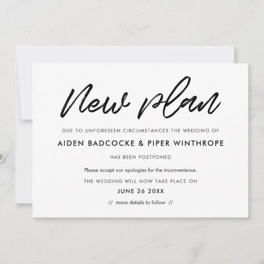 Invitation Typographie moderne simple Nouveau plan mariage mi (Devant)