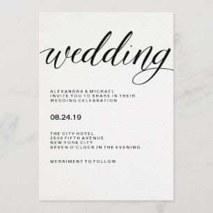 Invitation Typographie moderne simple sur le papier