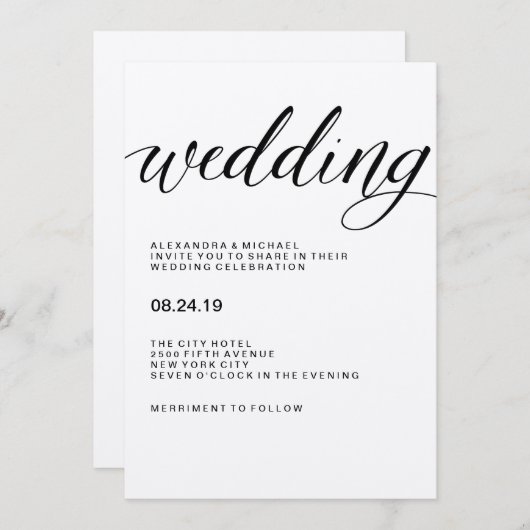 Invitation Typographie moderne simple sur papier Kraft (Devant / Derrière)