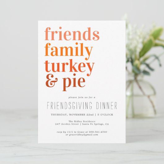Invitation Typographie moderne | Soirée Thanksgiving (Debout devant)