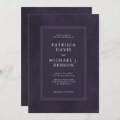 Invitation Typographie moderne violet foncé mariage élégant (Devant / Derrière)