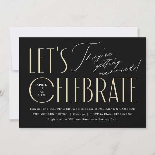 Invitation Typographie moderne Wedding shower chic (Devant)