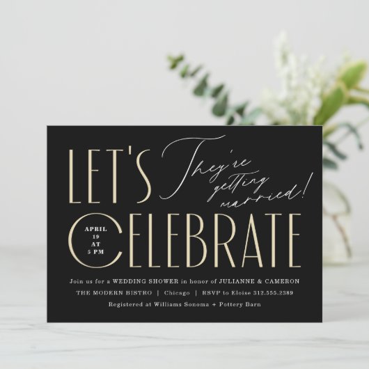 Invitation Typographie moderne Wedding shower chic (Debout devant)