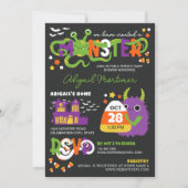 Invitation Typographie monstre neutre Baby shower d'Halloween (Devant)