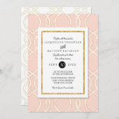 Invitation Typographie Motif de Trellis moderne rose et or (Devant / Derrière)