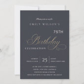 INVITATION TYPOGRAPHIE NAVY KRAFT SIMPLE TOUS ÂGES ANNIVERSAI (Devant)