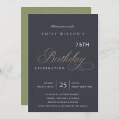INVITATION TYPOGRAPHIE NAVY KRAFT SIMPLE TOUS ÂGES ANNIVERSAI (Devant / Derrière)